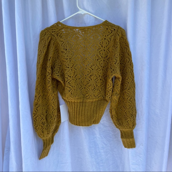 NWT For Love & Lemons Francois V Neck Pointelle XS - Picture 3 of 7